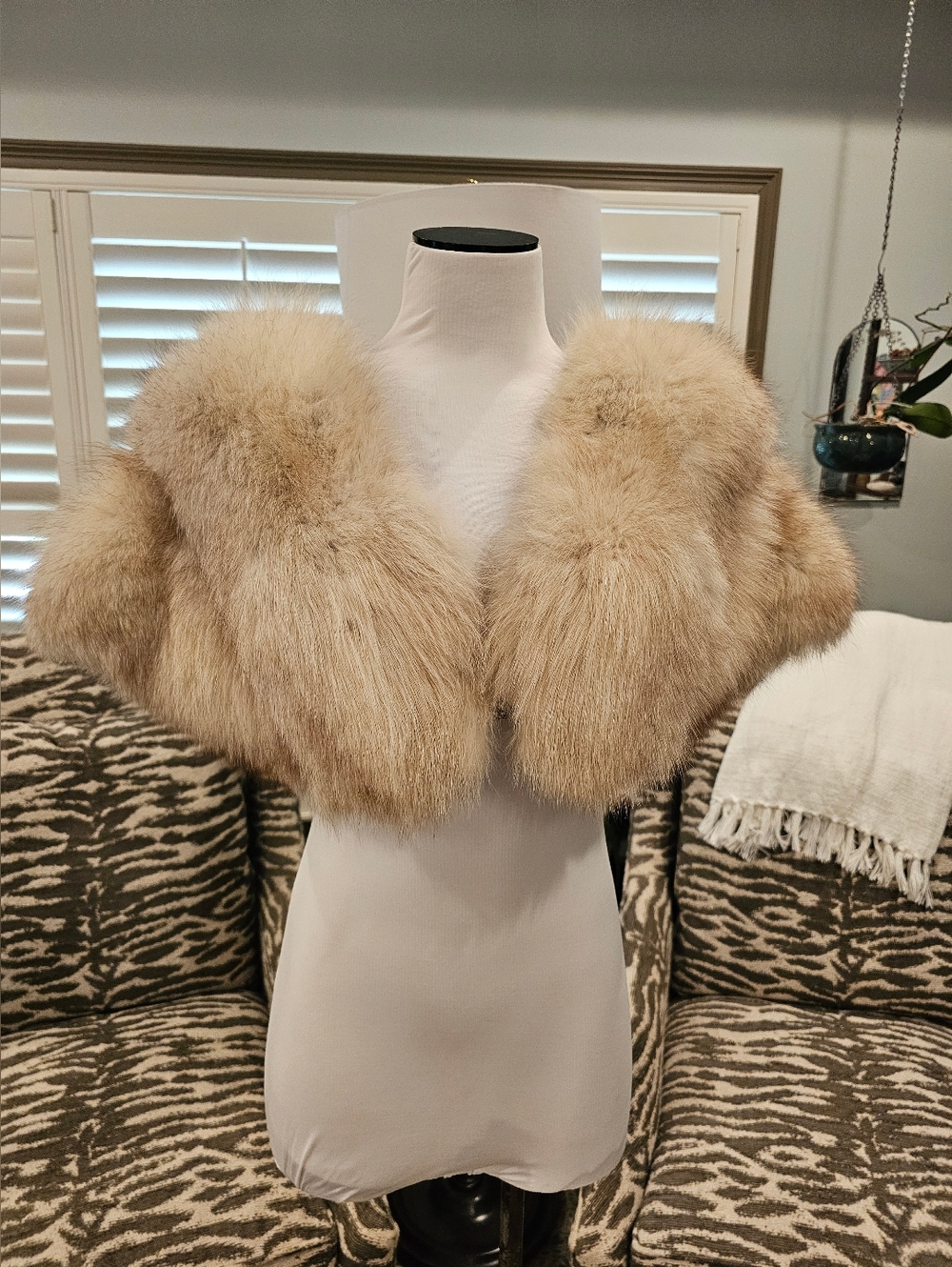 Vtg 60s Saga Norwegian Blue Fox Fur Stole L&L Fur Shop New Orleans